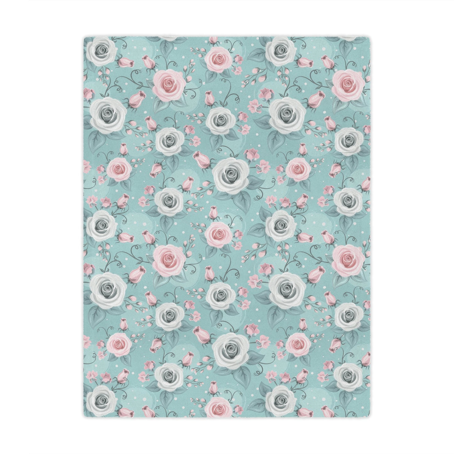 light blue plush throw blanket with pink roses and blue roses lying on a bed decorate your home bedroom with a blue blanket with pink roses one it
