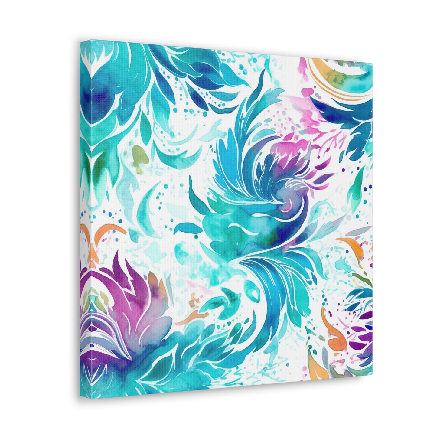 blue and purple alcohol ink canvas, blue fluid ink canvas art, abstract floral canvas 
