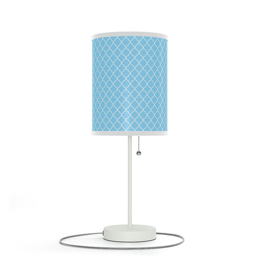 blue pattern nursery table lamp, blue baby nursery lamp
