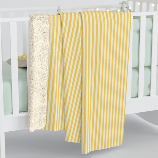 yellow striped sherpa blanket, yellow sherpa blanket with yellow stripes