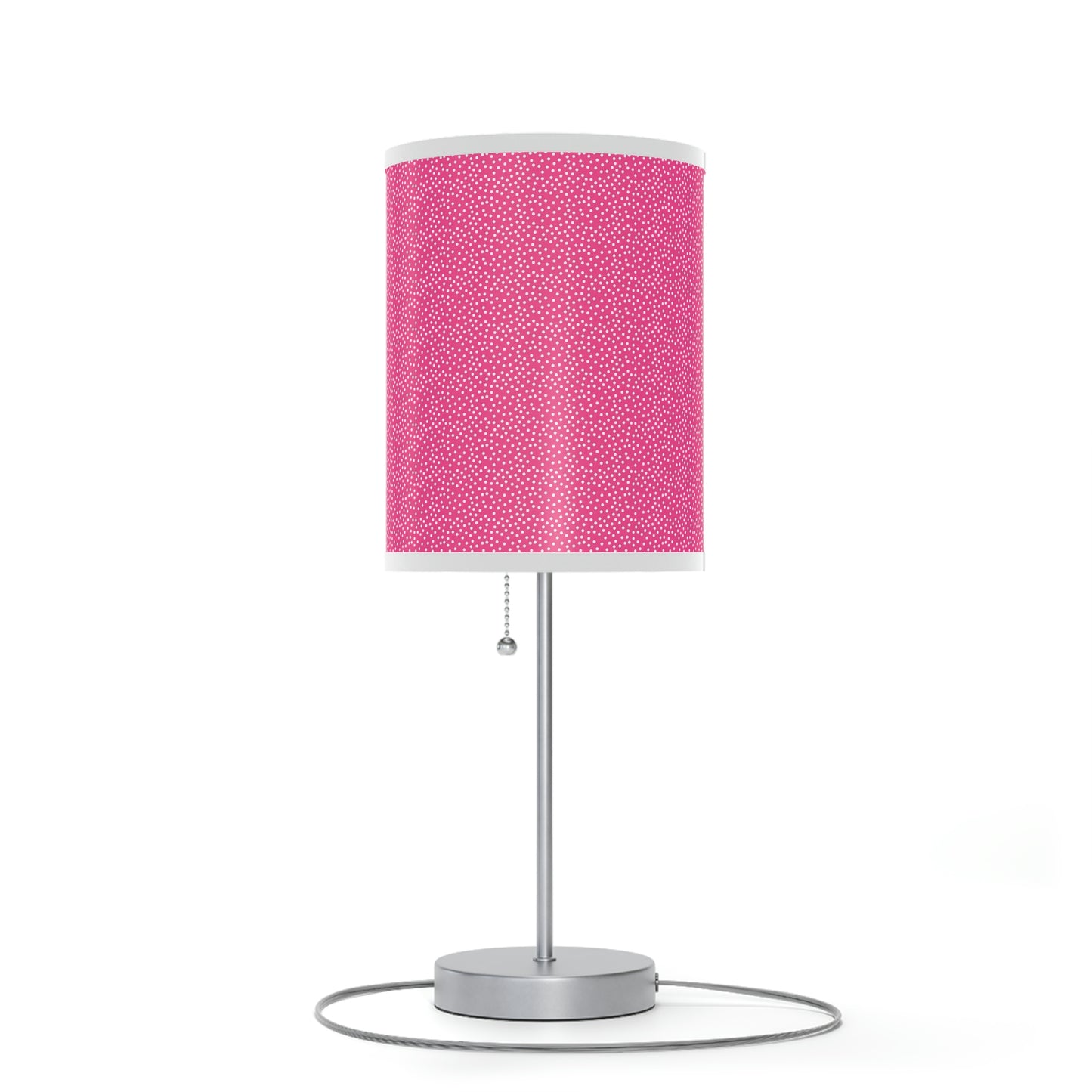 pink nursery table lamp, pink speckled baby nursery lamp