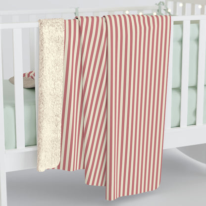 red stripe retro sherpa blanket, red sherpa blanket with red stripes