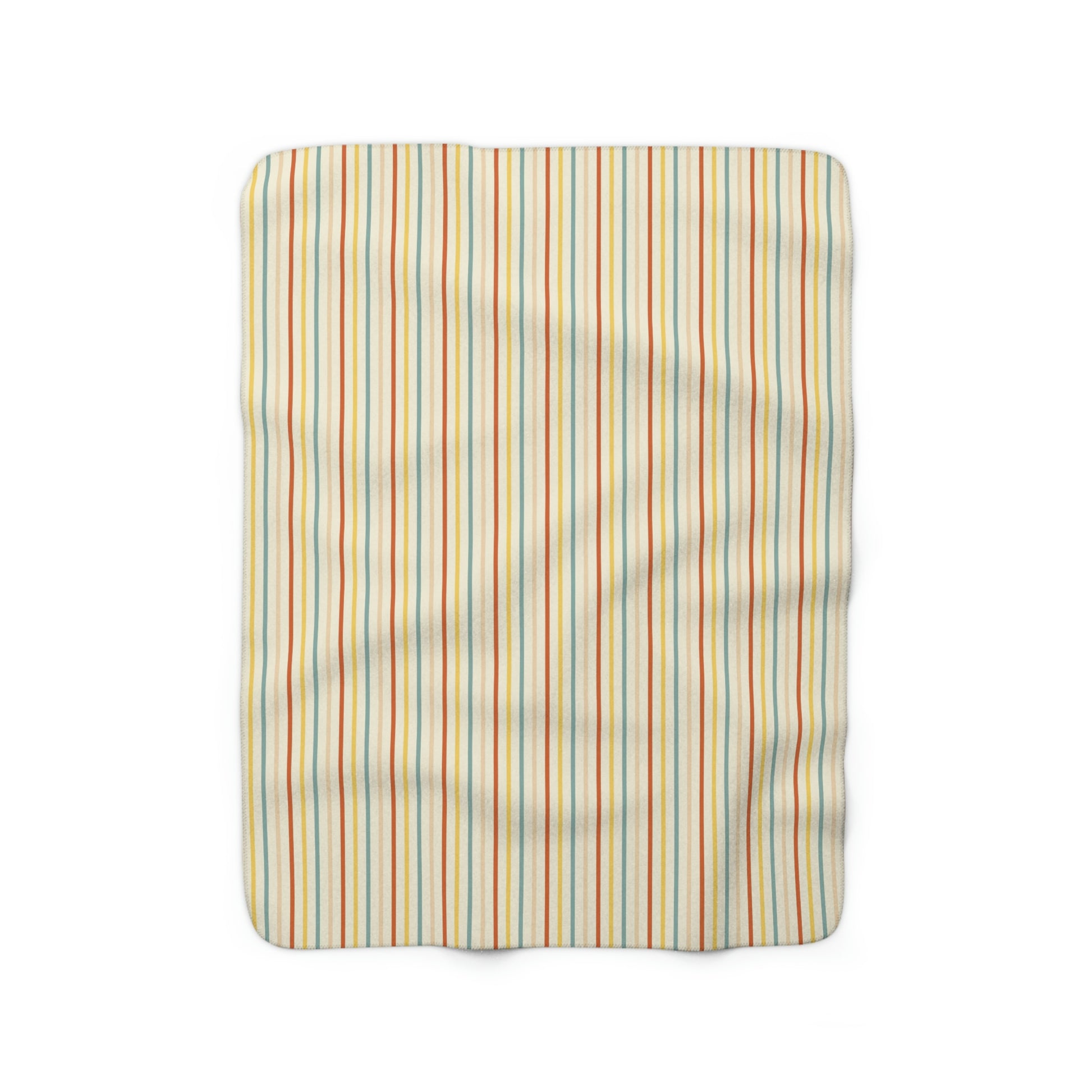 multicolor striped sherpa blanket, sherpa blanket with retro stripe design