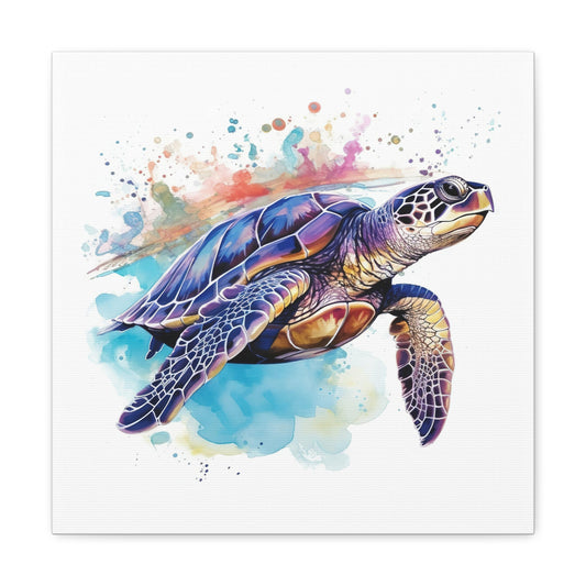 watercolor sea turtle canvas art, ocean turtle canvas wall decor