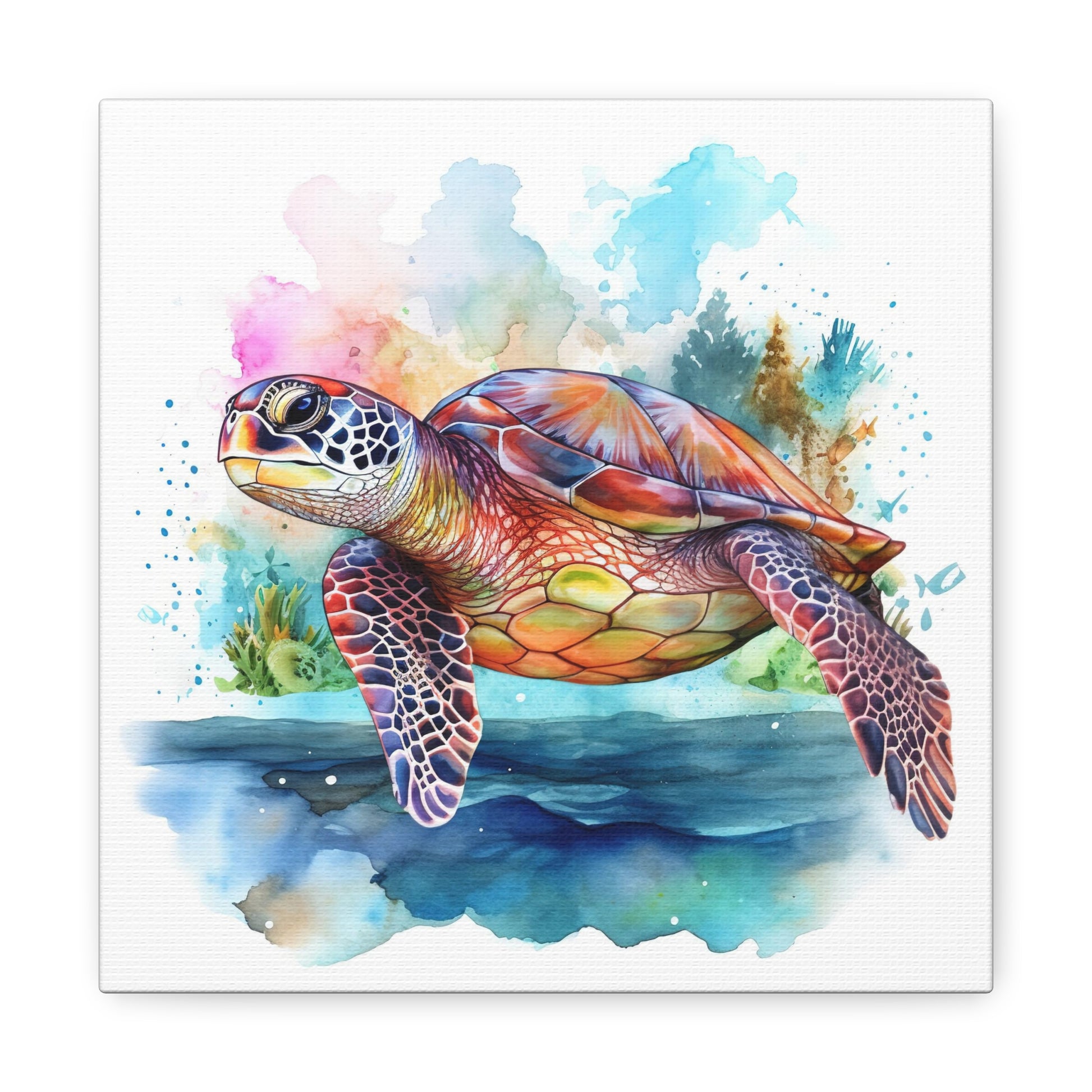 watercolor sea turtle canvas art, turtle canvas wall decor
