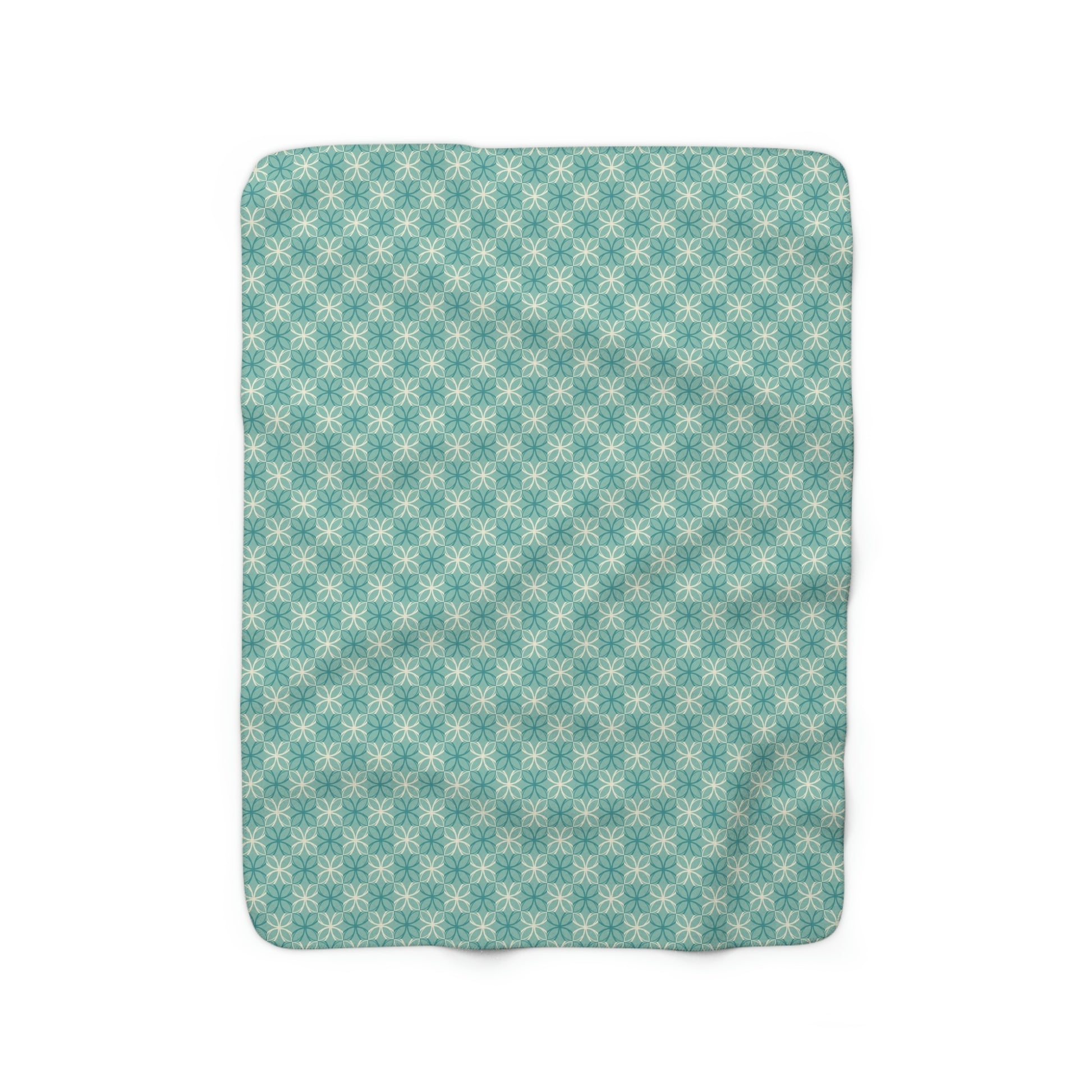 green sherpa blanket with retro pattern, retro green sherpa blanket