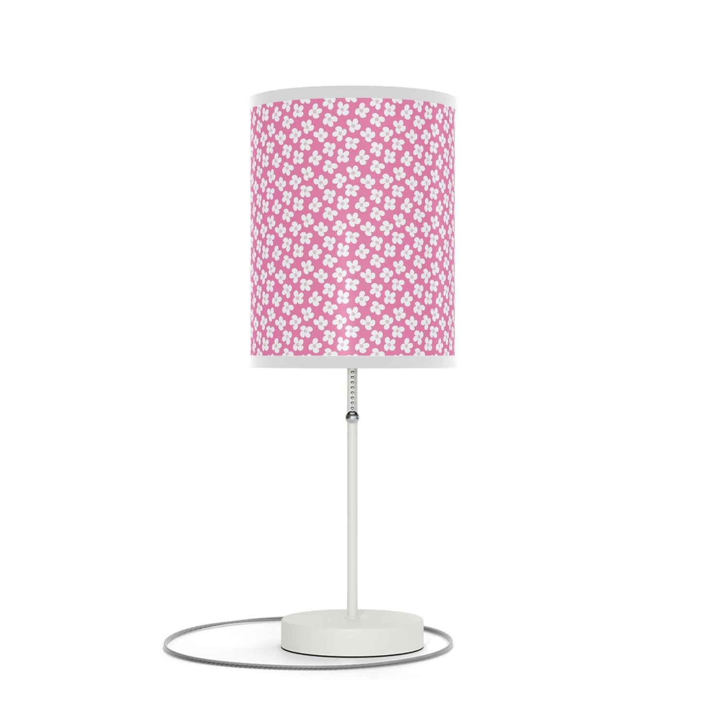 pink floral nursery table lamp, pink floral baby nursery lamp