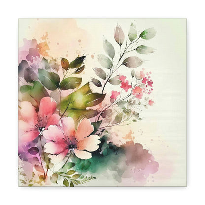 pink floral canvas wall art print, watercolor floral wall decor