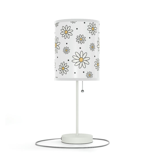 white floral nursery table lamp, white floral baby nursery lamp