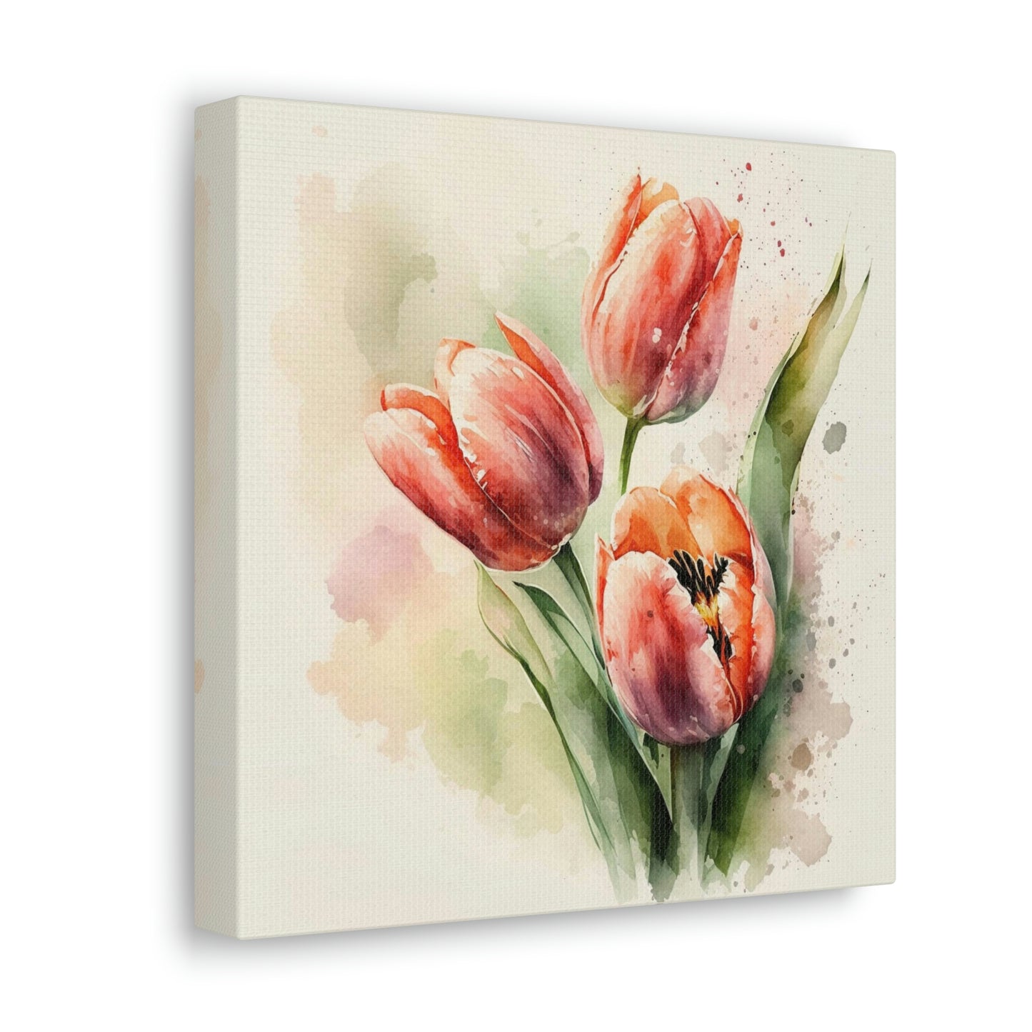 decorate with this beautiful watercolor tulip canvas art print, watercolor floral canvas decor, tulip canvas wall art for any room