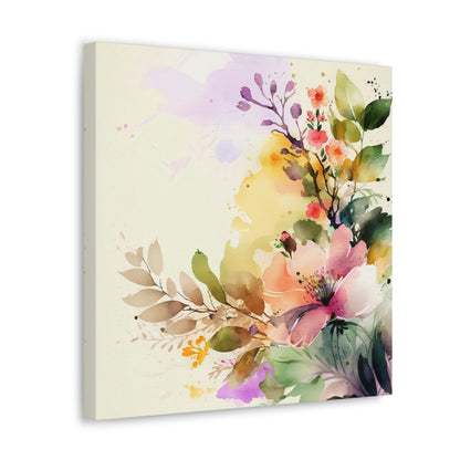 pink floral canvas art print, watercolor pink floral canvas wall decor