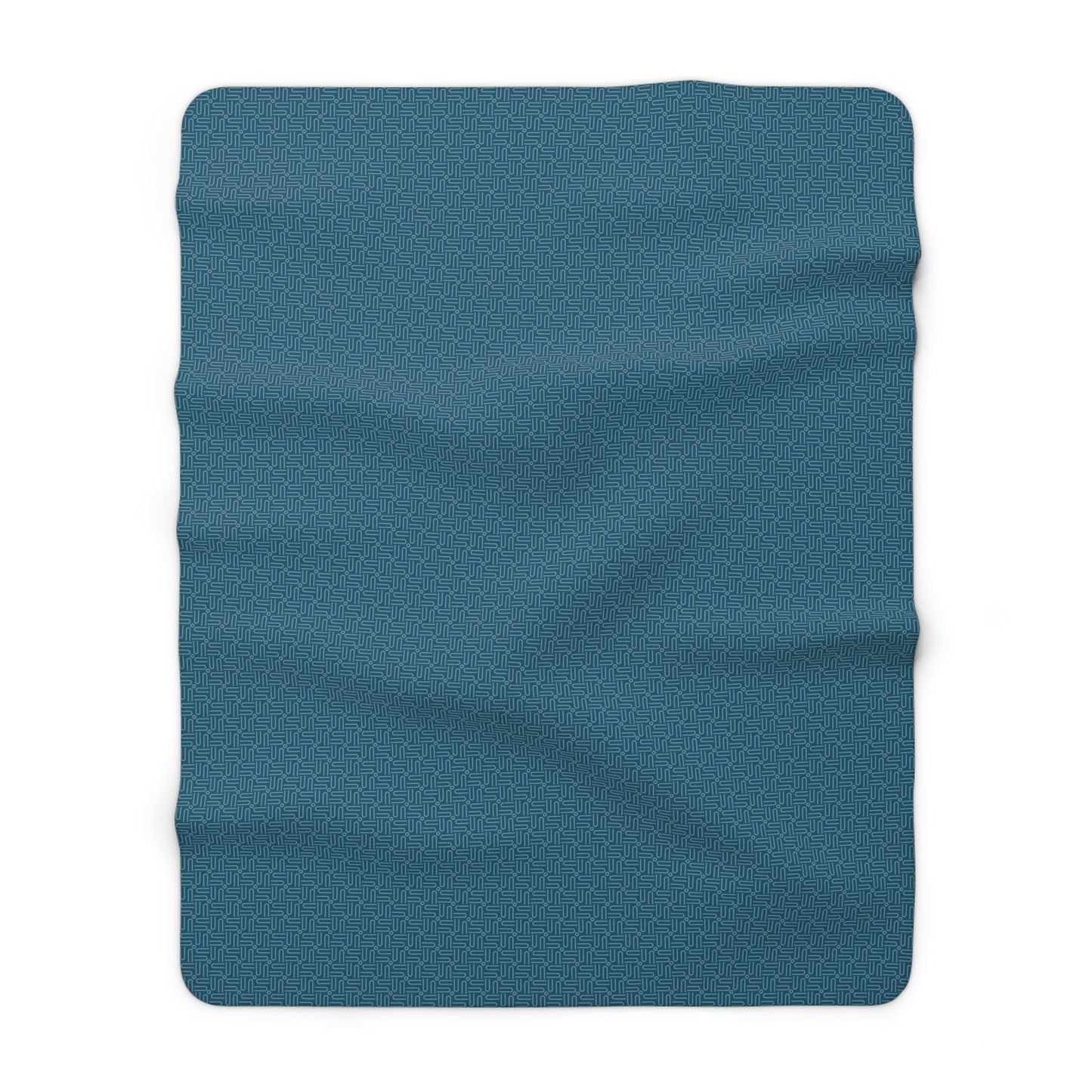 dark blue retro sherpa blanket, sherpa blanket with teal retro design