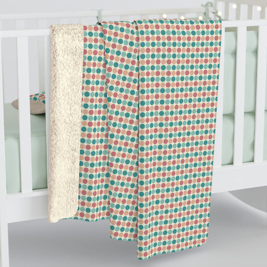 multicolor retro dot pattern sherpa blanket, retro dot pattern sherpa 