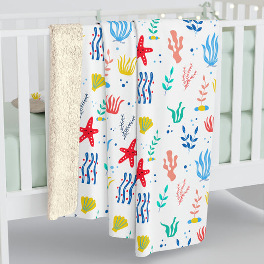 starfish sherpa blanket, starfish baby nursery sherpa blanket for kids
