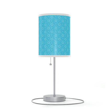 blue star pattern baby nursery lamp, blue nursery table lamp with star pattern