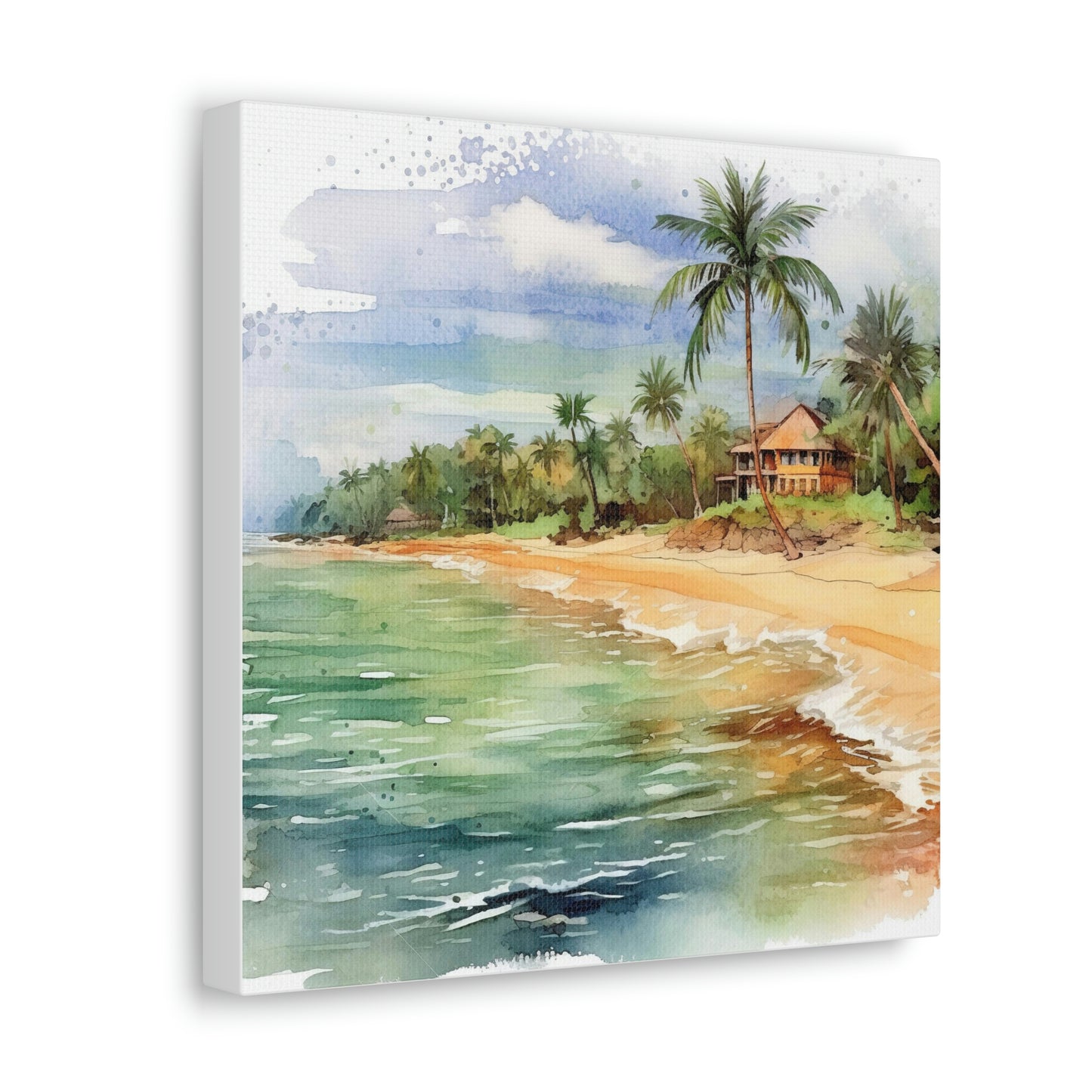 tropical beach island canvas art print, beach canvas wall decor