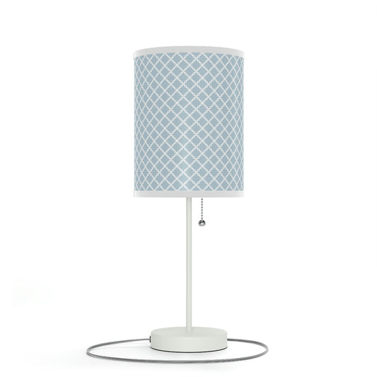 light blue diamond pattern nursery table lamp