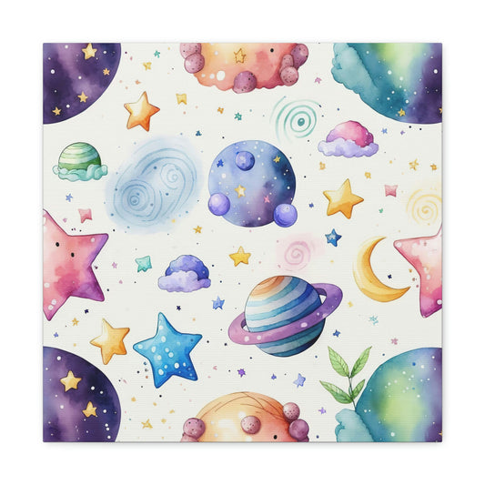sweet dreams canvas for nursery, stars and planets artwork on canvas for kids room