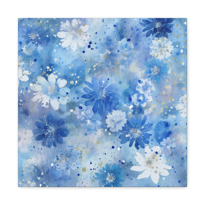 blue floral canvas wall art print, blue floral canvas wall decor