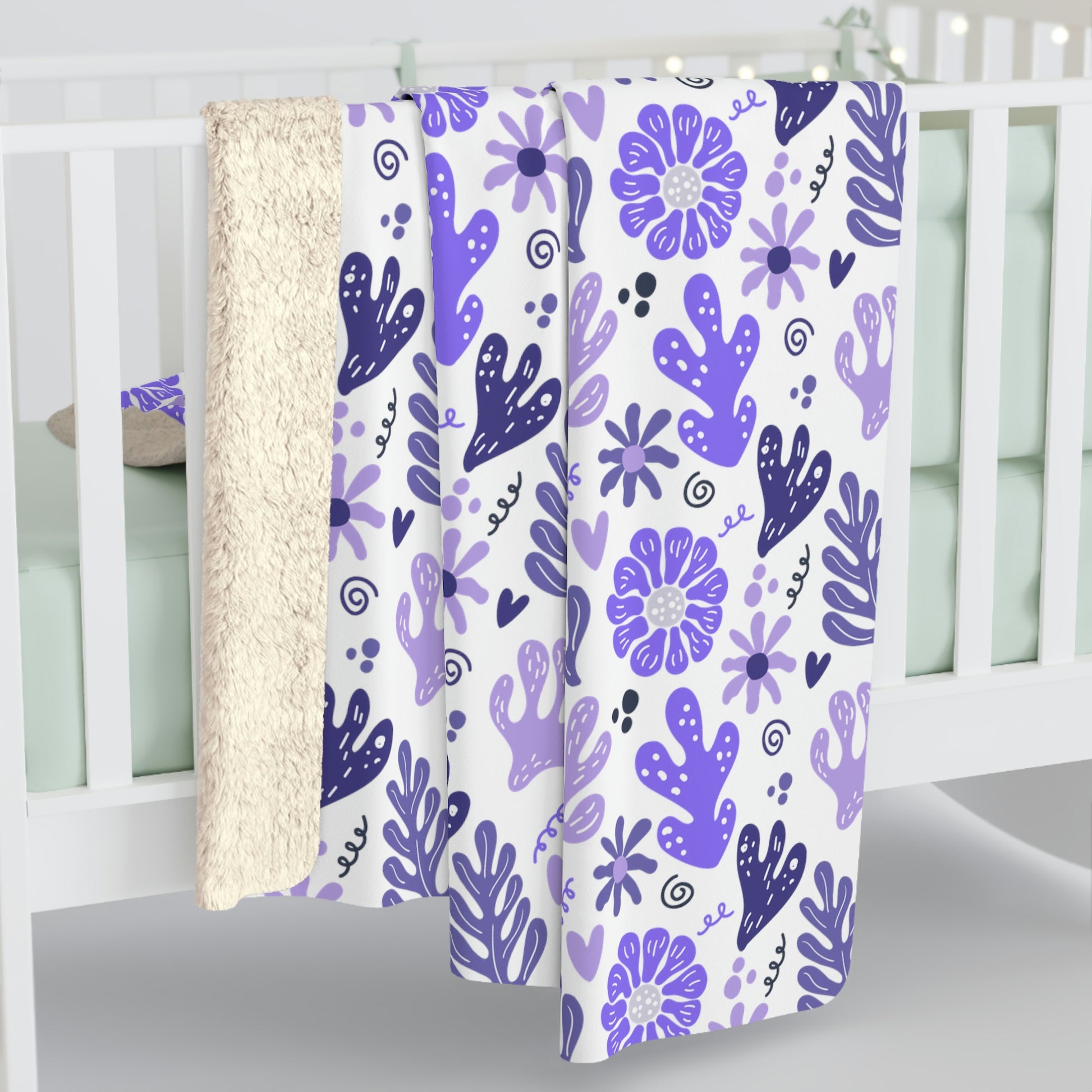purple coral sherpa blanket, purple coral baby nursery sherpa blanket