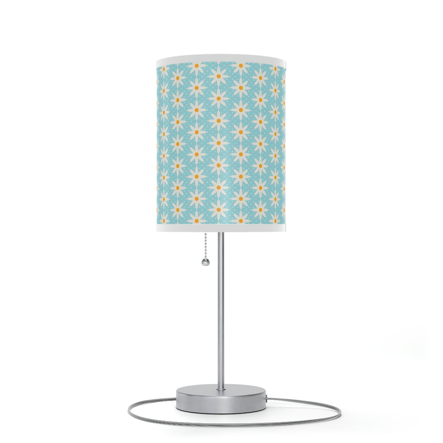 blue lamp with white floral pattern baby nursery lamp