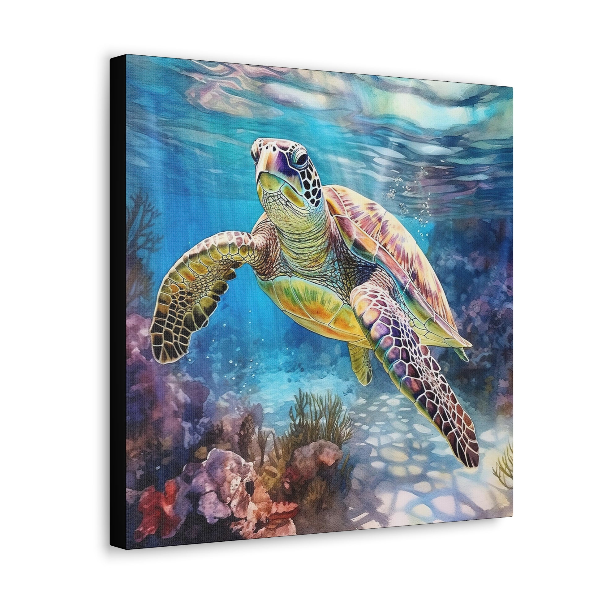 marine turtle canvas art, sea turtle canvas wall decor