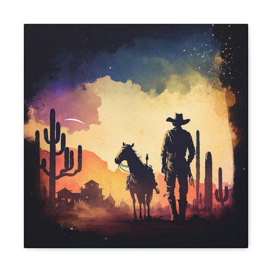 Cowboy canvas wall art, western cowboy canvas print, western wall decor, rustic canvas designs, cowboy canvas art