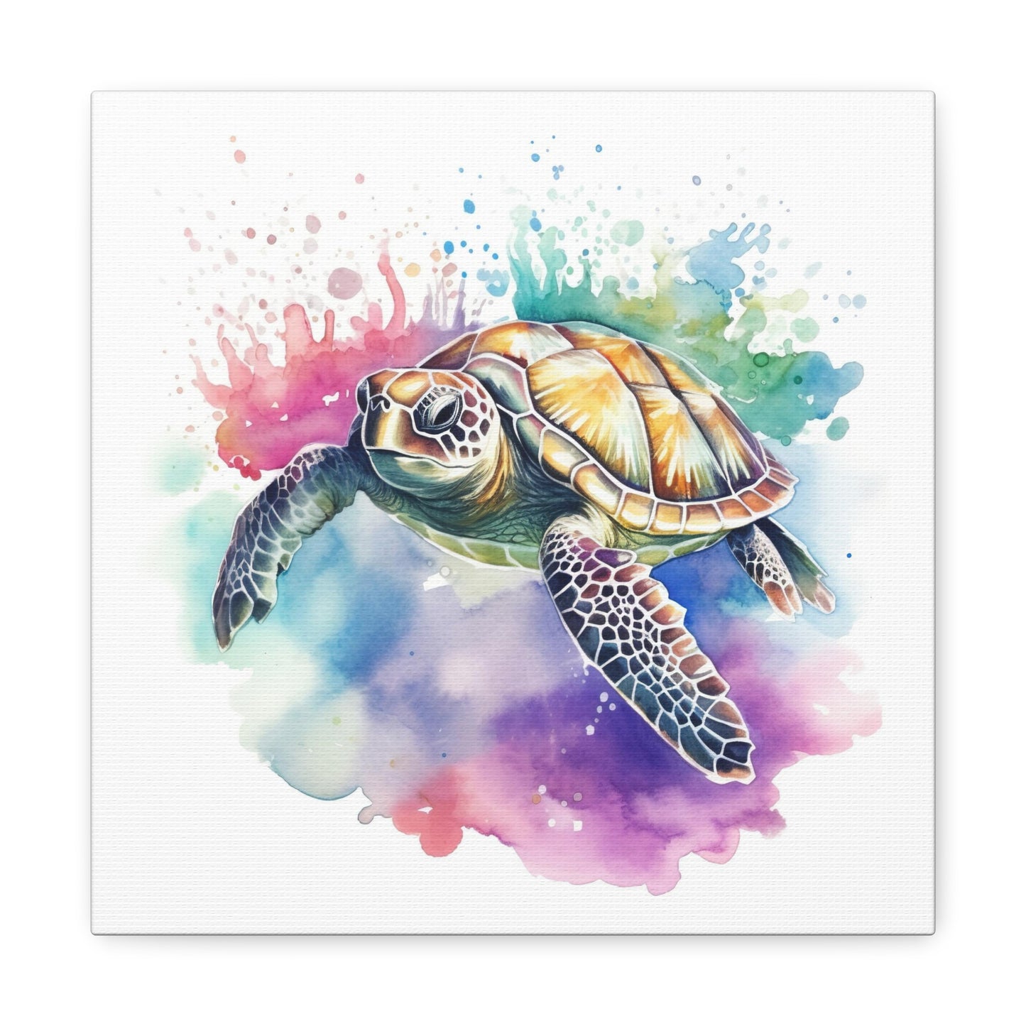 swimming sea turtle canvas art, ocean turtle canvas wall decor