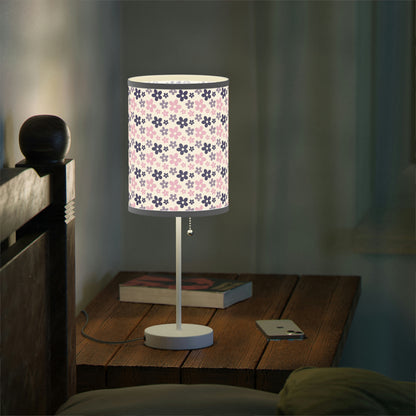 pink and purple floral baby nursery lamp, floral baby lamp