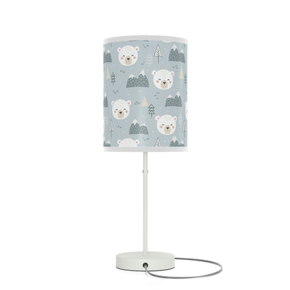 blue polar bear nursery table lamp, polar bear baby nursery lamp 