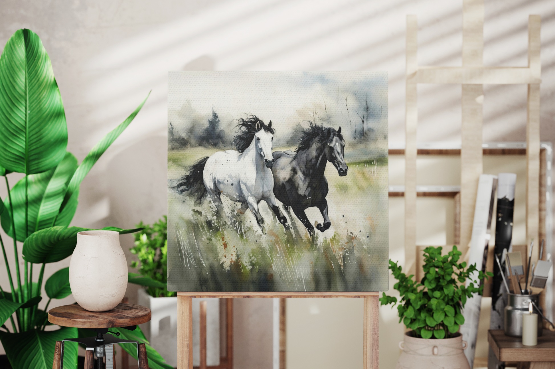 wild horse canvas wall art, canvas with stallions on it, wild horse canvas wall decor, horse wall art, western art prints, western horse canvas decor
