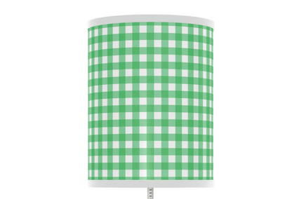 green plaid nursery table lamp, green checkered baby nursery lamp