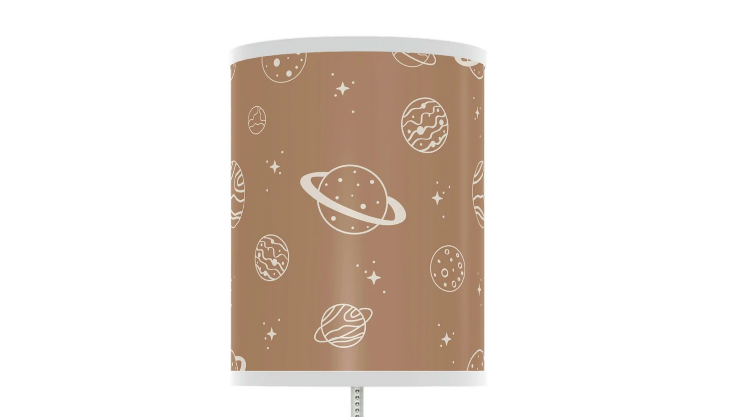 planet and stars space theme nursery table lamp, space theme baby nursery lamp