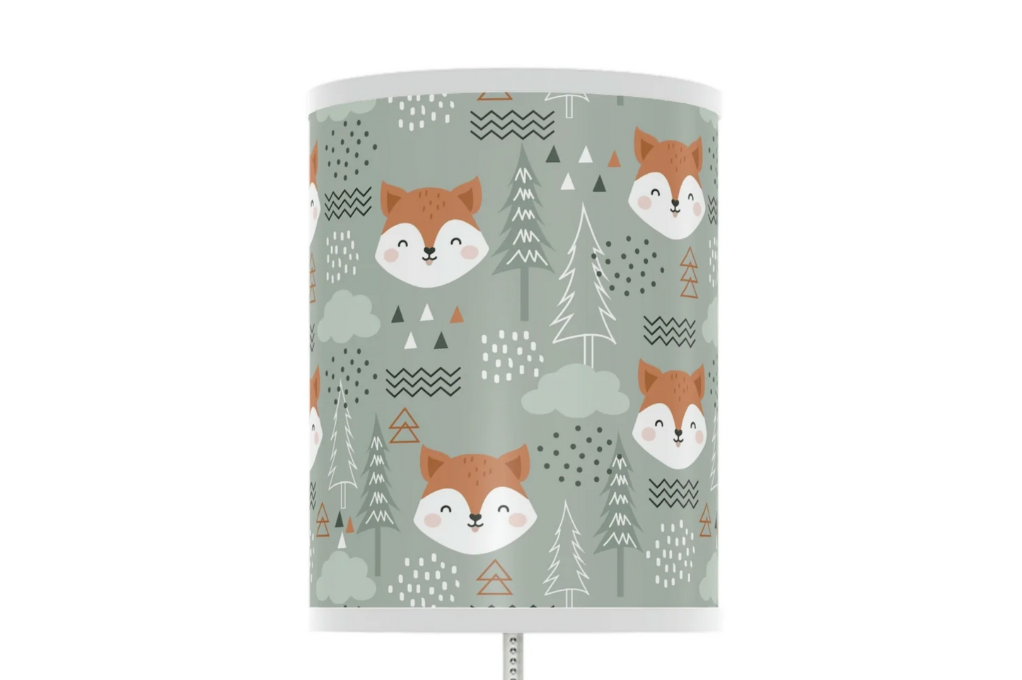 green fox nursery table lamp, green woodland fox baby nursery lamp