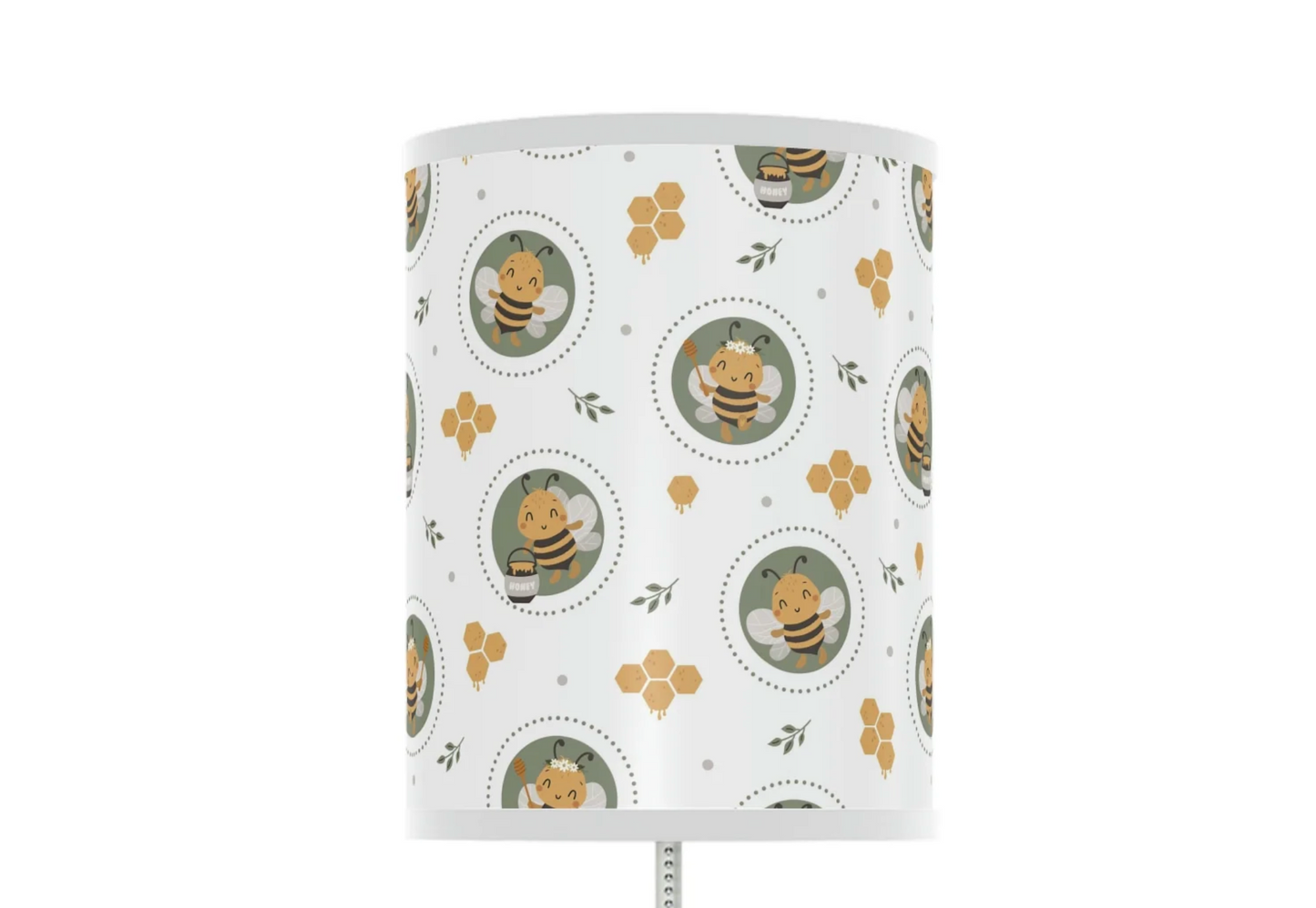 Green Honeybee Pattern Baby Lamp - Honeybee Nursery Table Lamp