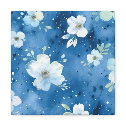 blue floral canvas wall art print, blue floral canvas wall decor