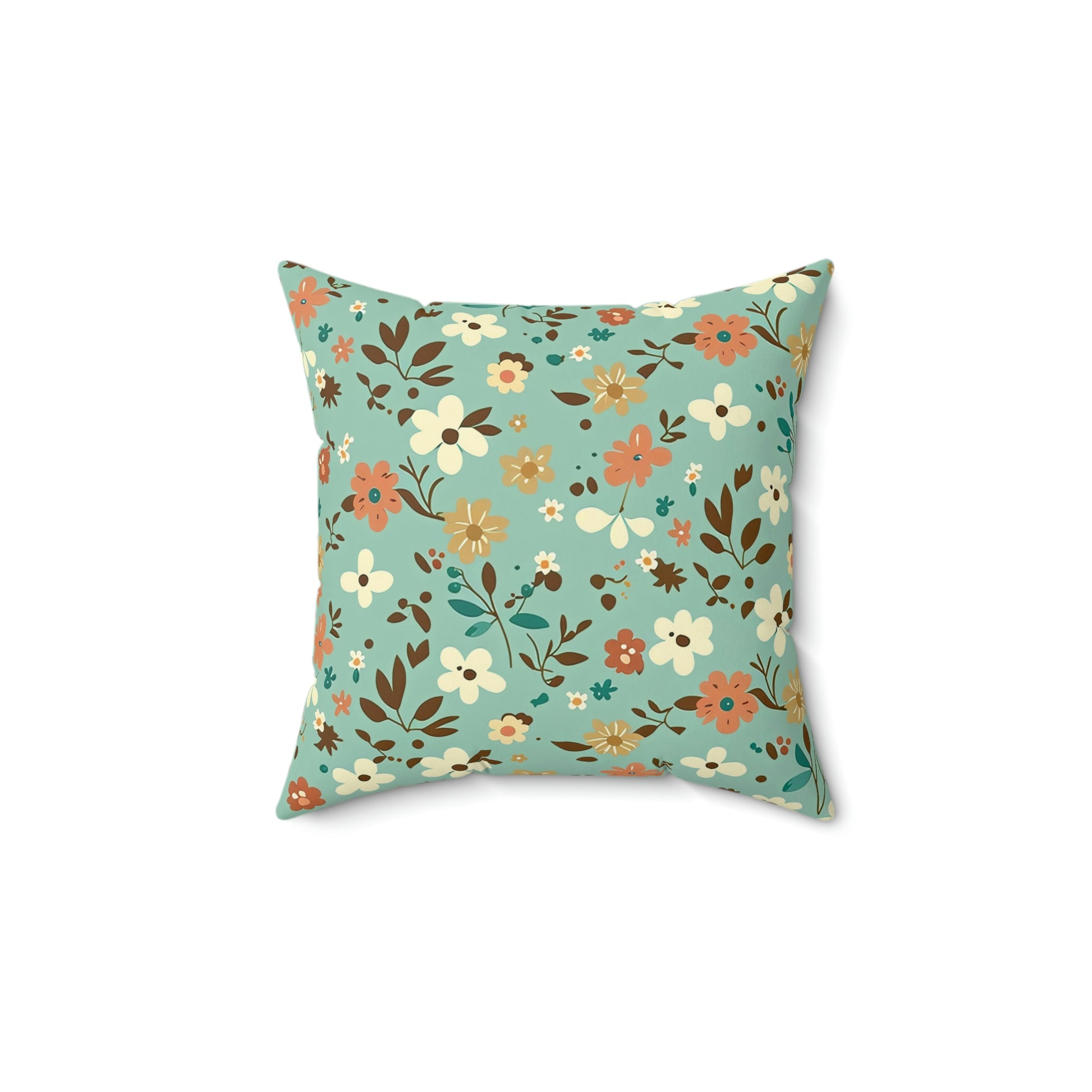Boho Blue floral accent throw pillow on a couch, Boho Blue botanical couch pillow on a chair, Boho Blue floral pattern pillow on a lounger, Boho Blue spring garden floral decorative pillow on a bed