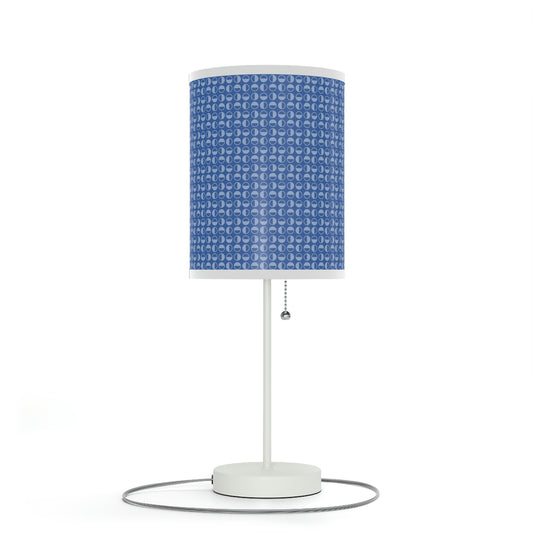 retro blue pattern nursery lamp, baby nursery lamp with blue retro pattern