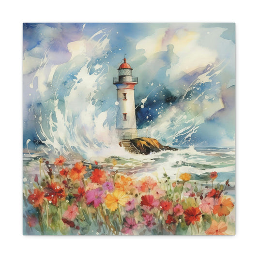 floral lighthouse canvas art, floral lighthouse canvas wall art print