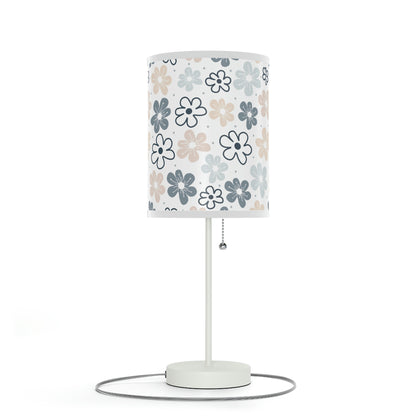 pink and blue floral baby nursery lamp, blue and pink nursery table lamp
