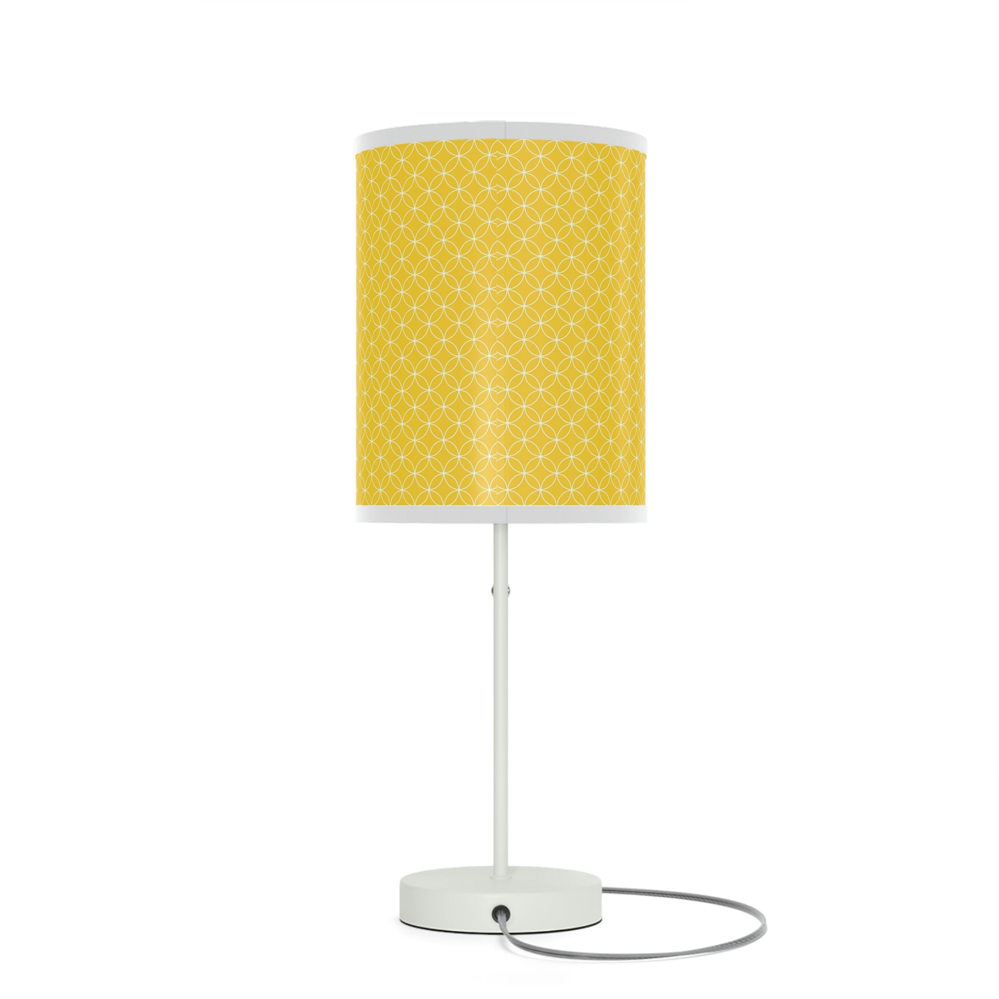 yellow pattern nursery table lamp, yellow baby nursery lamp, yellow nursery table lamp