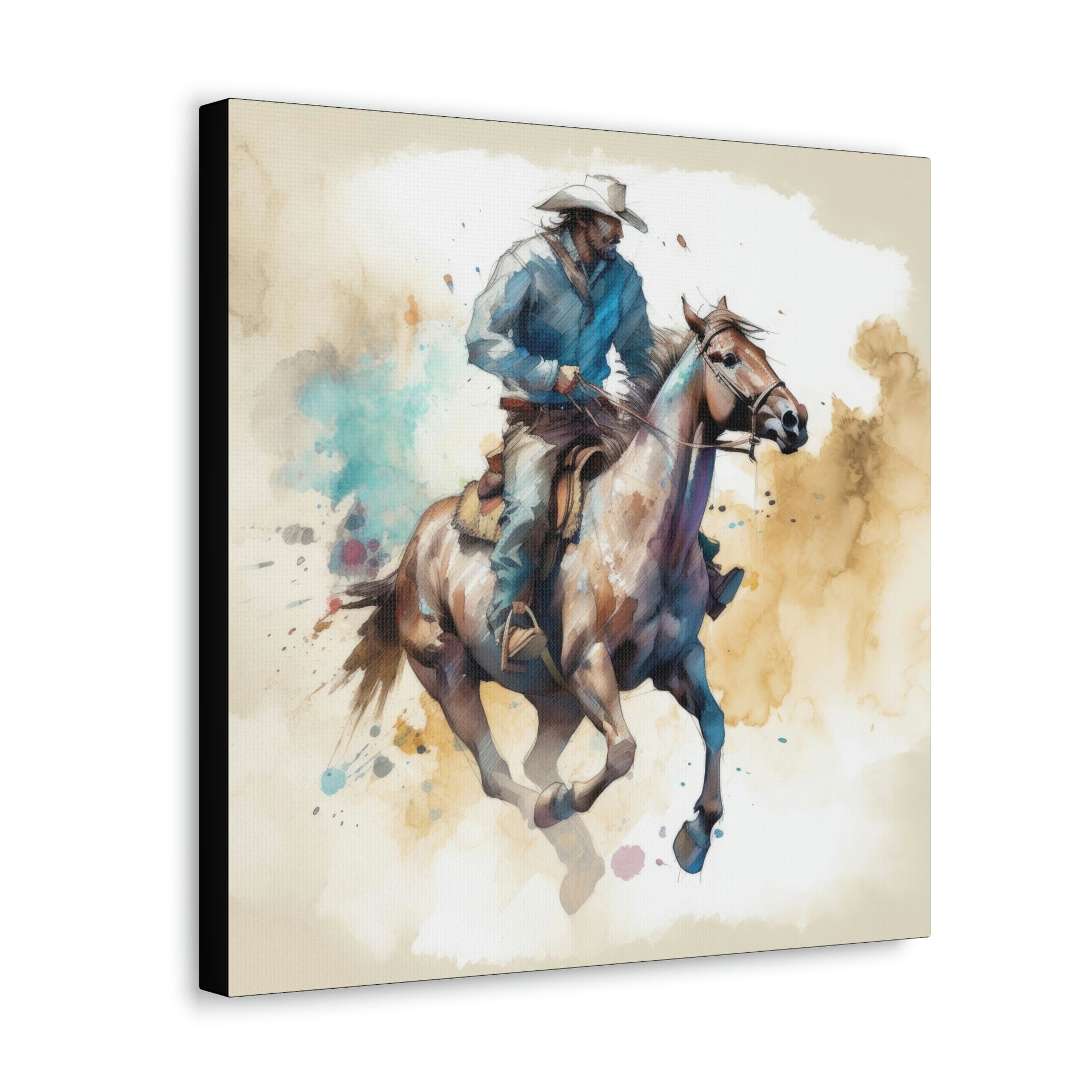 Cowboy riding bronc canvas wall art, cowboy with horse canvas decor, western canvas decor, rustic wall art with cowboy on horse, cowboy art print on canvas 