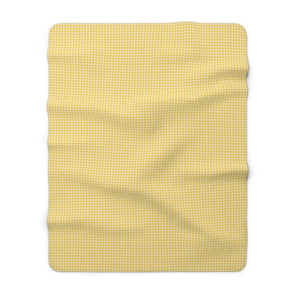 yellow polkadot pattern sherpa blanket, yellow sherpa blanket with polkadot design, retro yellow sherpa blanket