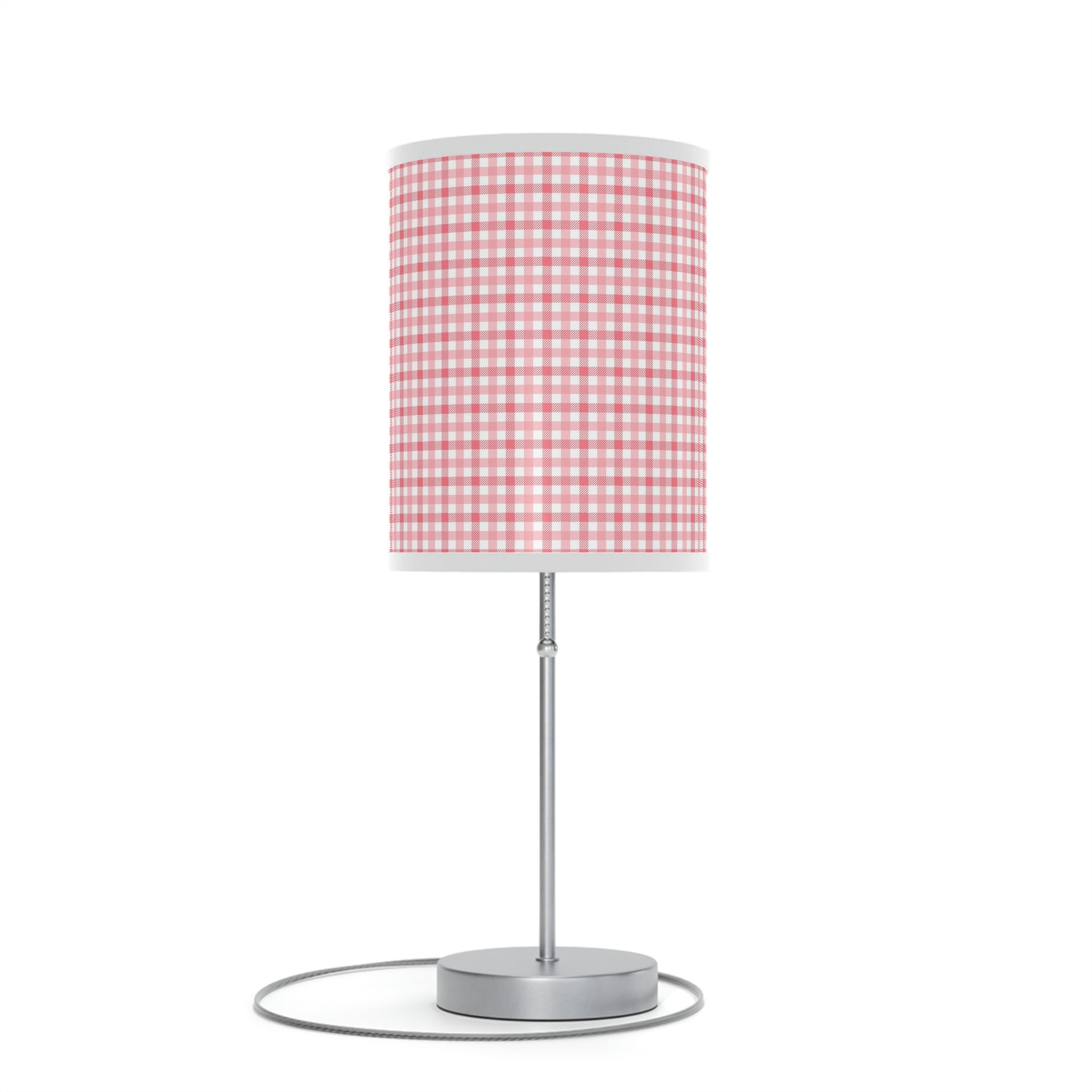 red plaid nursery table lamp 