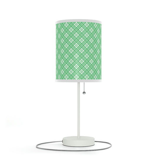 green plaid nursery table lamp, bright green plaid baby nursery lamp