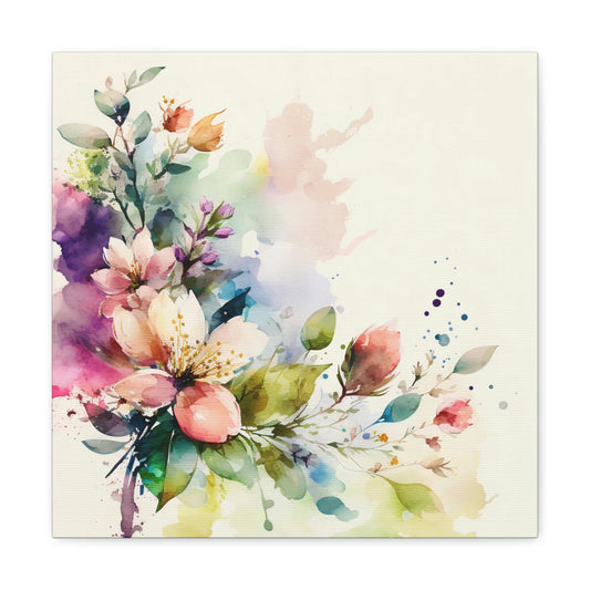 pink floral canvas wall art print, watercolor floral canvas wall decor