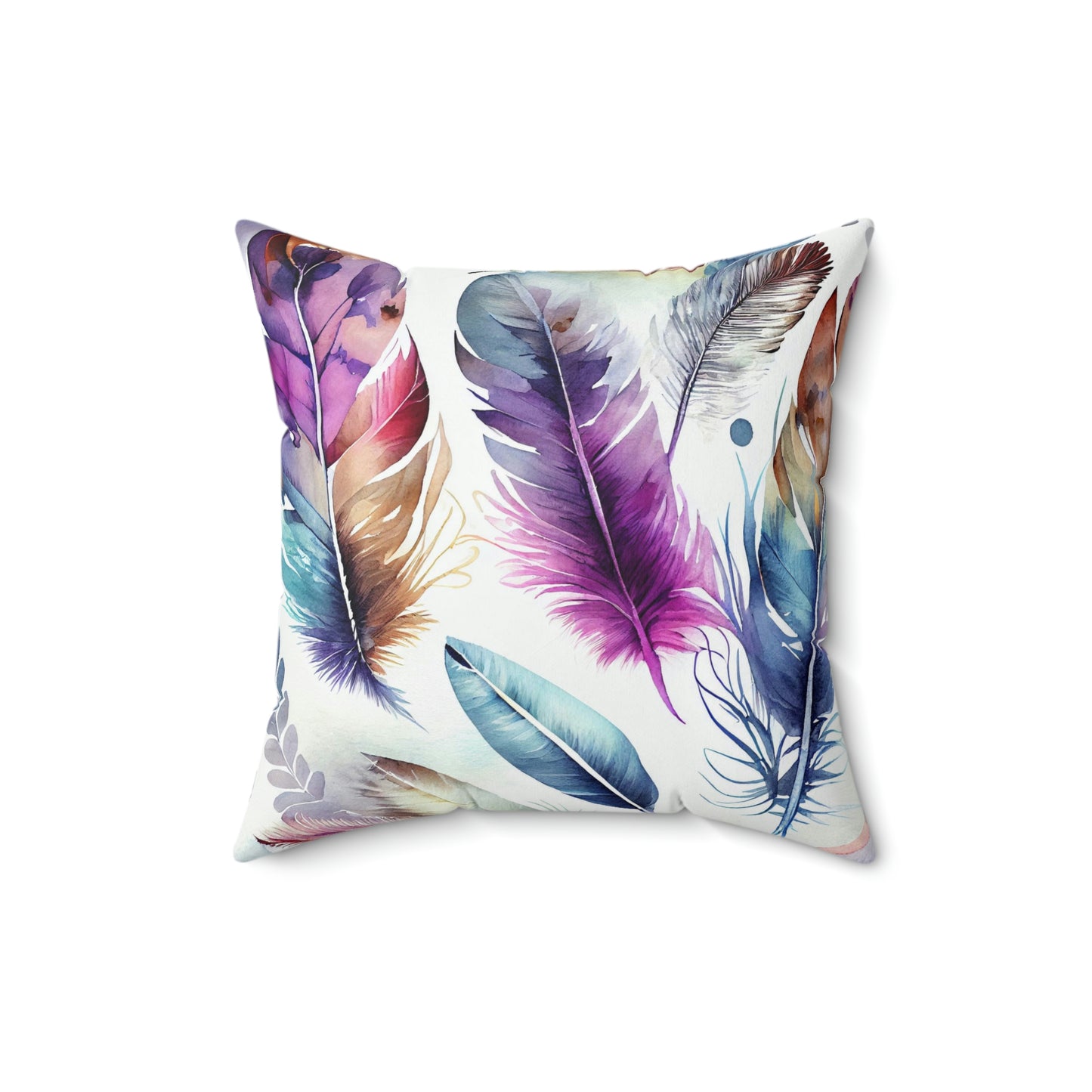 feather home decor throw pillow, feather pattern accent pillow sitting on a couch, chair or lounger, feather throw pillow home decoration