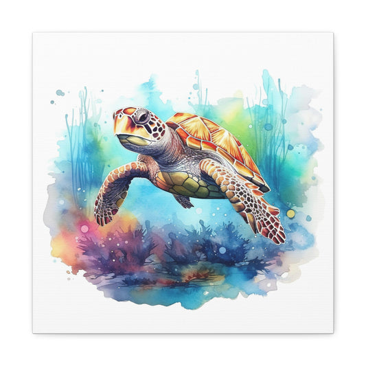 sea turtle canvas wall art, underwater turtle canvas wall hanging