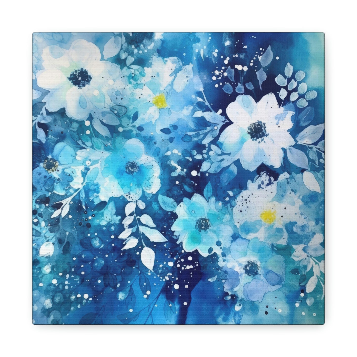 blue floral canvas wall art, blue floral canvas art print