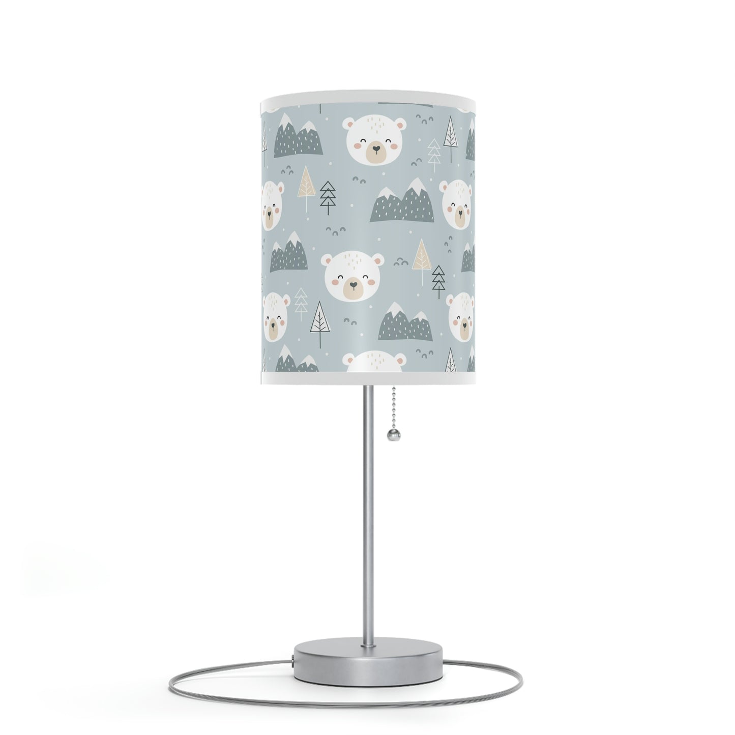 blue polar bear nursery table lamp, polar bear baby nursery lamp 
